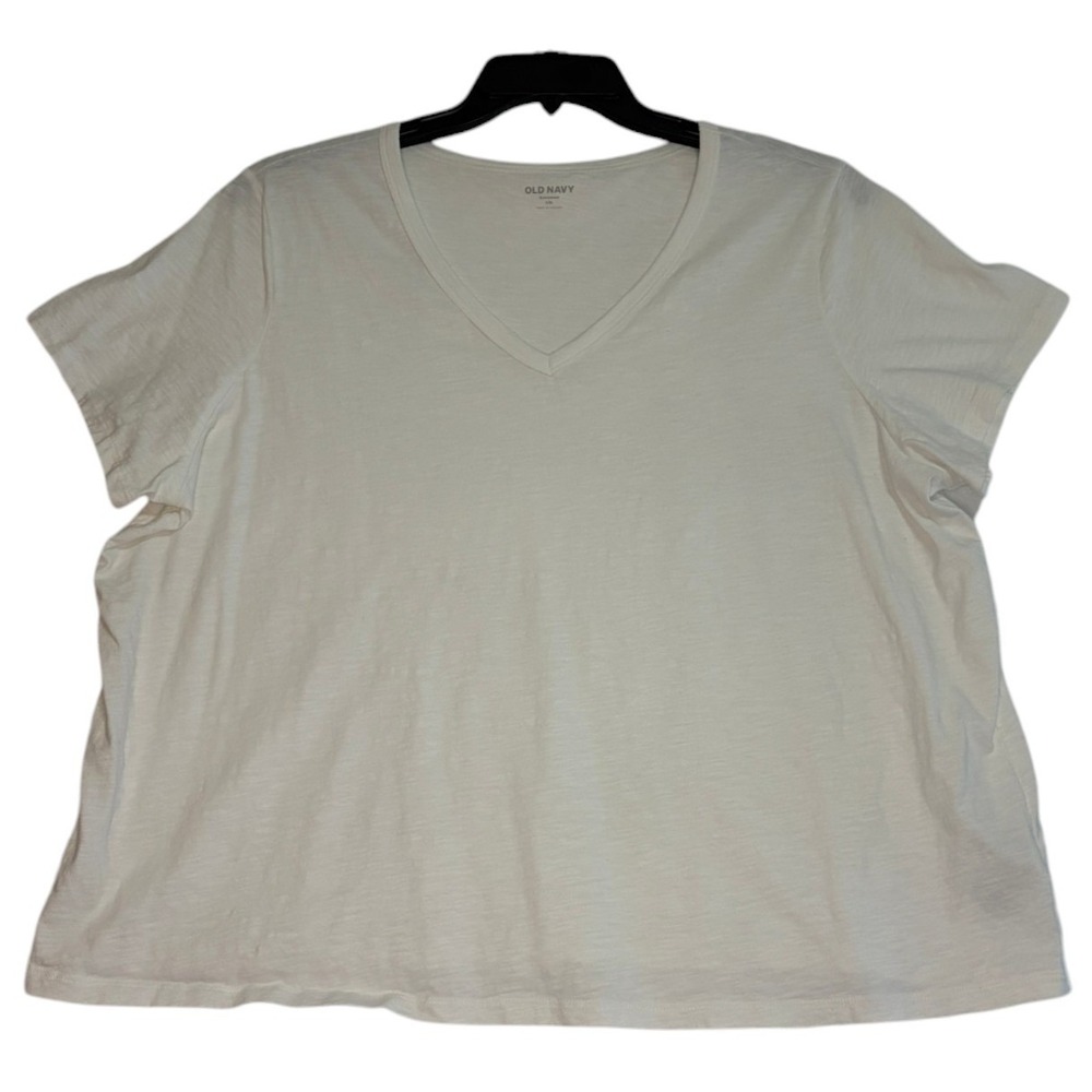 Old Navy Everywear V-Neck T-Shirt White Short Sleeve Cotton Slub XXL